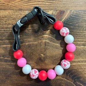 Dog Collar Silicone Bead with Pink, Red and White Hearts